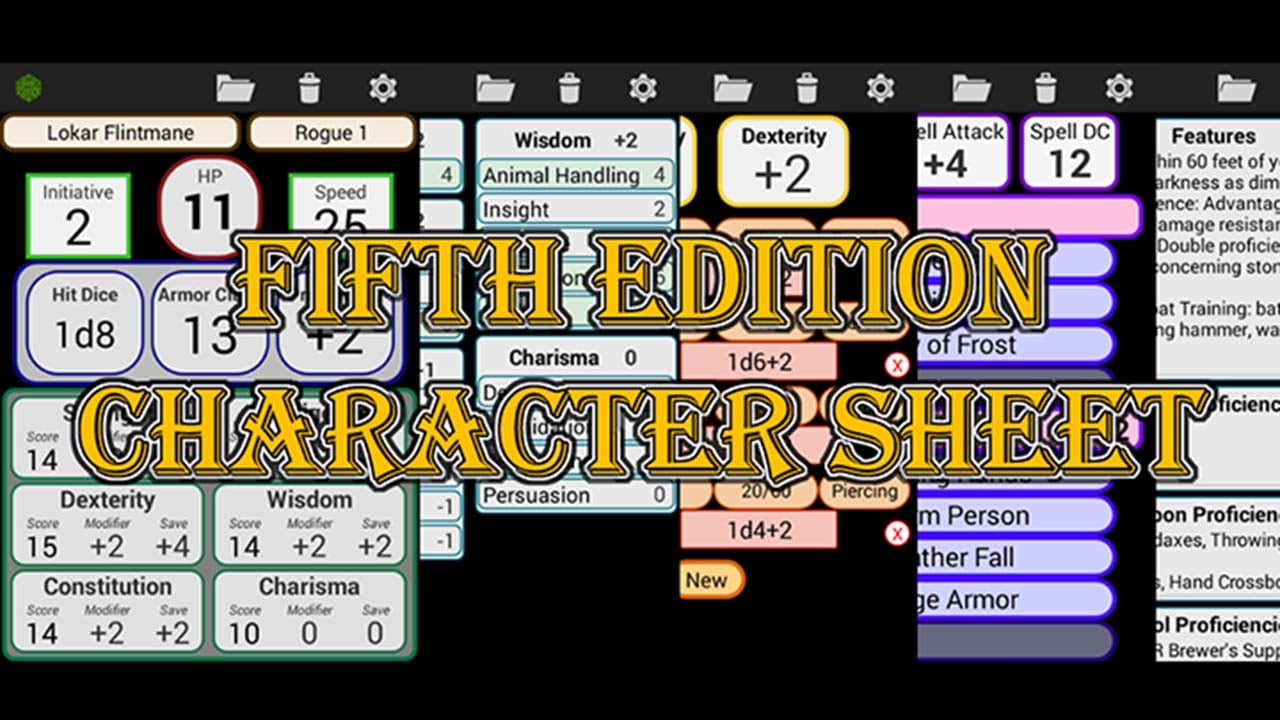 Fifth Edition Character Sheet poster