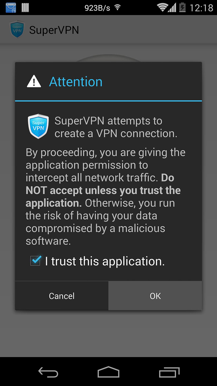 Super VPN screen 1