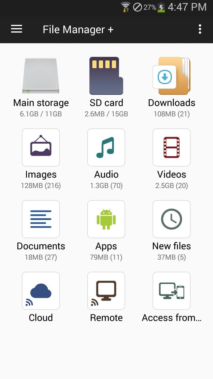 File Manager screen 0