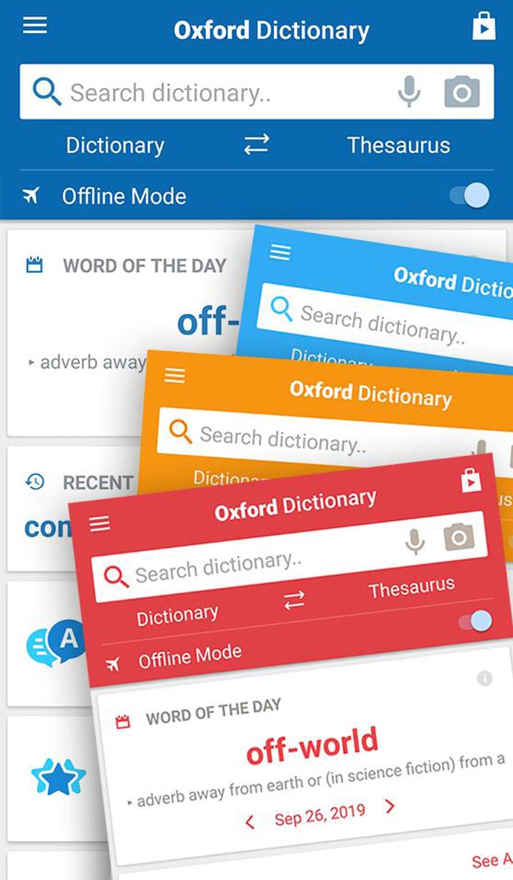 Oxford Dictionary of English& Thesaurus screen 2