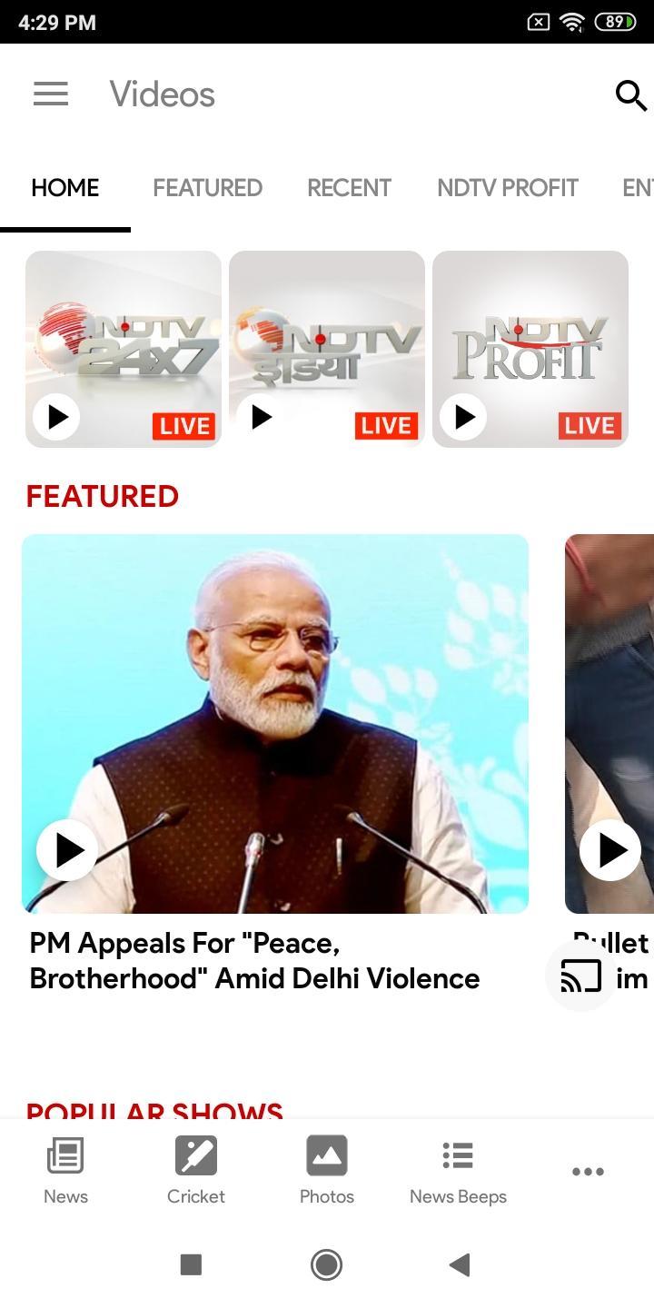 NDTV News India screen 1