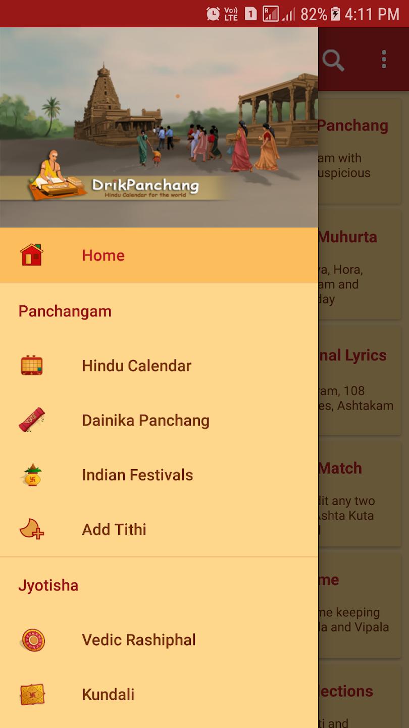 Hindu Calendar screen 1